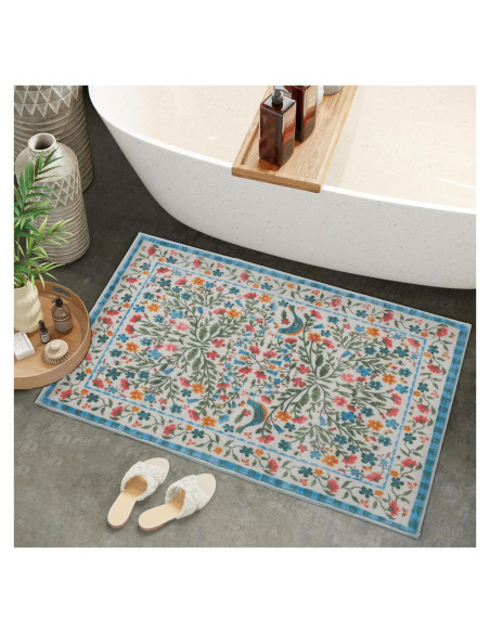 Alfombra de Baño Antideslizante Urtlmaji Beige Floral 45.7x66 cm Alfombra de Baño Antideslizante Urtlmaji Beige Floral 45.7x66 cm