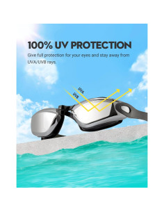 Gafas de natación antiempañante Vorshape - Protección UV, Aqua y plata 2