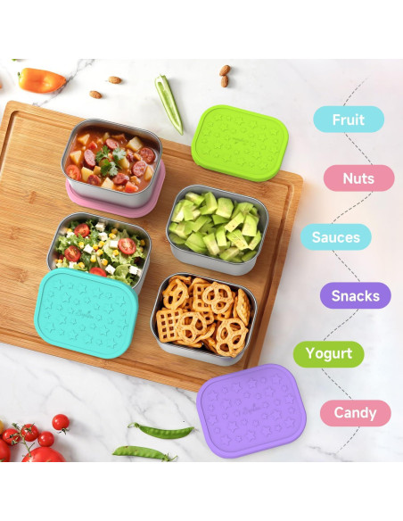 Contenedores de Snack SOPHICO Acero Inoxidable 14oz 4 Pack Contenedores de Snack SOPHICO Acero Inoxidable 14oz 4 Pack