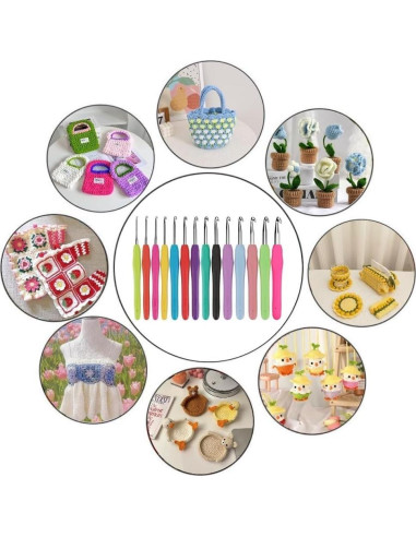 Juego de Ganchillos Ergonomicos CFTfabMS 14 Tamaños con Estuche