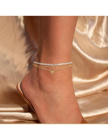 Brazaletes de Tobillo Iniciales YANODA para Mujeres Oro 14K Brazaletes de Tobillo Iniciales YANODA para Mujeres Oro 14K