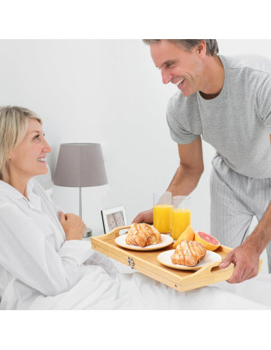 Bandeja de Cama Plegable Ollieroo de Bambú 50x30cm