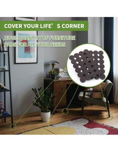 Almohadillas de Fieltro para Muebles Covercorner 48 PCS 2.54 cm