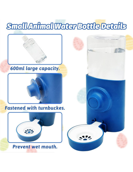 Botella de Agua Colgante Fhiny para Mascotas 600ml 2 PCS Azul Botella de Agua Colgante Fhiny para Mascotas 600ml 2 PCS Azul