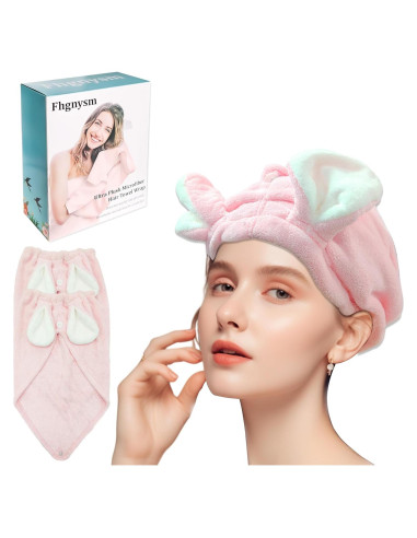 Toallas de Microfibra para Cabello fhgnysm - 2 Unidades Rosa