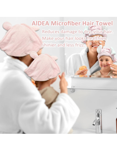 Toallas de Microfibra para Cabello fhgnysm - 2 Unidades Rosa