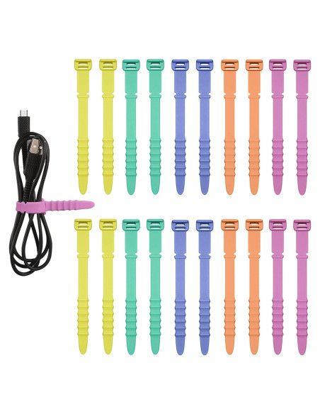 20 Correas Organizadoras de Silicona NQEUEPN para Cables 11.5cm 20 Correas Organizadoras de Silicona NQEUEPN para Cables 11.5cm