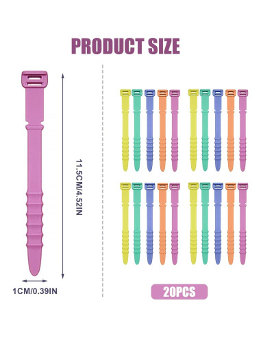 20 Correas Organizadoras de Silicona NQEUEPN para Cables 11.5cm