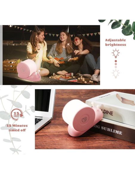 Lámpara de Mesa Caracol QANYI Rosa LED Recargable 800mAh Lámpara de Mesa Caracol QANYI Rosa LED Recargable 800mAh