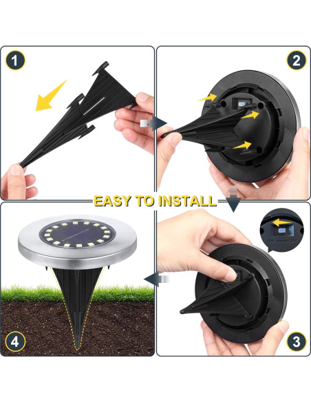 Luces Solares de Suelo 12 Unidades 16LED Luz Cálida IP65 Luces Solares de Suelo 12 Unidades 16LED Luz Cálida IP65