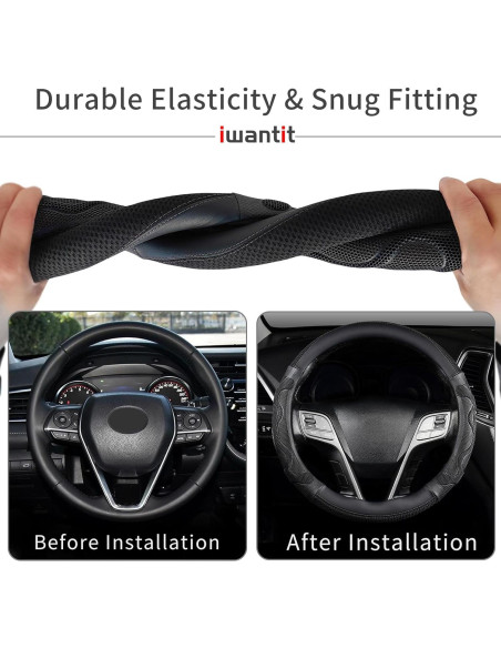 Funda de Volante Iwantit 3D Antideslizante 14.5-15" Negra Funda de Volante Iwantit 3D Antideslizante 14.5-15" Negra