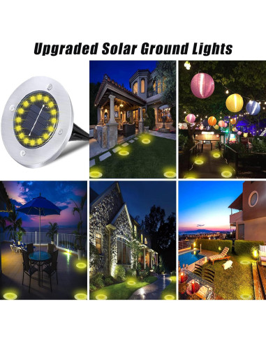 Luces Solares de Suelo 12 Unidades 16LED Luz Cálida IP65