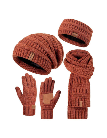 Conjunto de Invierno para Mujeres SENPUKI: Gorro, Bufanda, Guantes y Diadema Naranja Conjunto de Invierno para Mujeres SENPUKI: Gorro, Bufanda, Guantes y Diadema Naranja