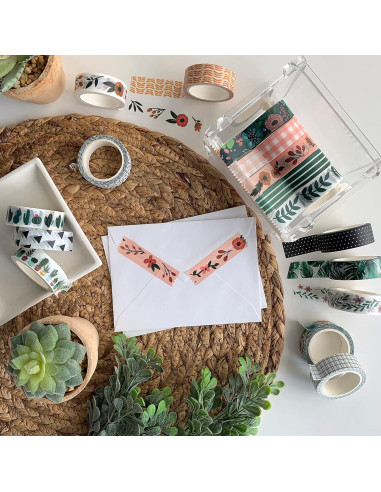 Juego de Washi Tape 16 Rollos 15 mm Cinta Decorativa Pradera