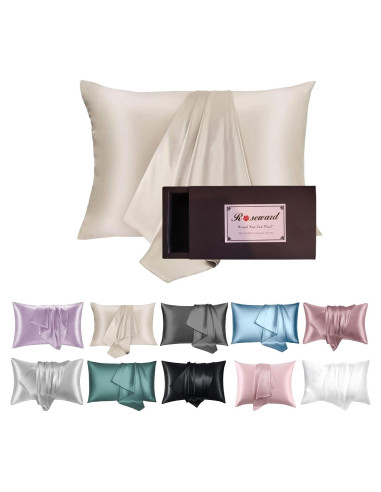 Funda de Almohada de Seda ROSEWARD Beige 50x66cm Hipoalergénica