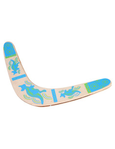 Boomerang de Madera Hecho a Mano Sunicon 35cm Azul