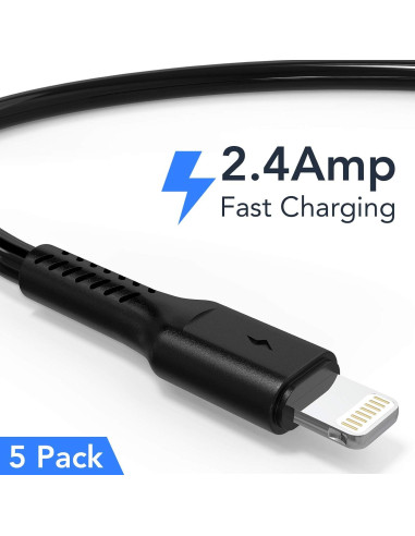 Cable USB a Lightning 15 cm ULIFTUS 5Pack Carga Rápida