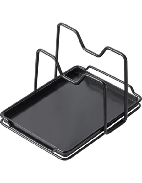 Soporte para Tapas de Ollas SUNFICON con Bandeja Goteo Negro Soporte para Tapas de Ollas SUNFICON con Bandeja Goteo Negro