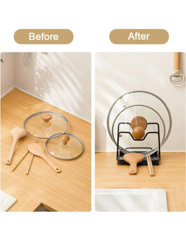 Soporte para Tapas de Ollas SUNFICON con Bandeja Goteo Negro