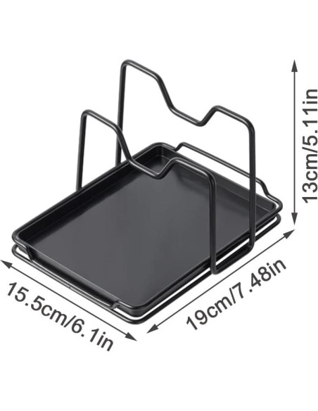 Soporte para Tapas de Ollas SUNFICON con Bandeja Goteo Negro Soporte para Tapas de Ollas SUNFICON con Bandeja Goteo Negro