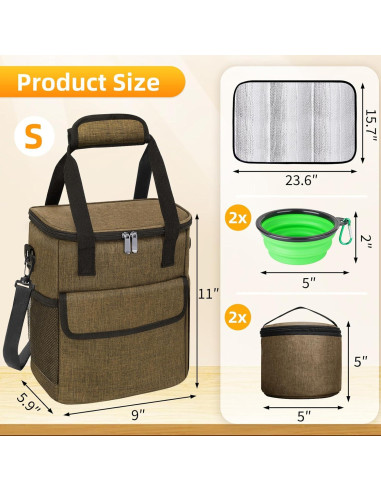Bolsa de Viaje para Perros NECKORY Pequeña con 2 Cuencos y Alfombrilla