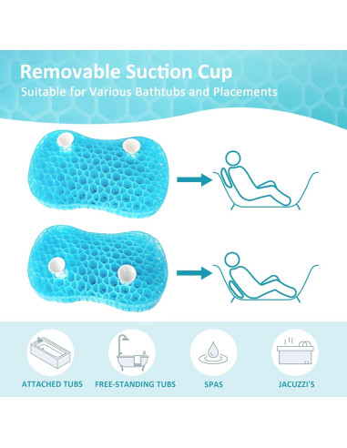 Almohada Lumbar de Gel Sunlit Aqua para Baño 38.1x21.8cm
