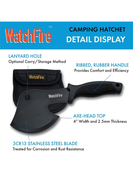 Hacha de Camping SZCO 210921 de Acero Inoxidable con Funda Hacha de Camping SZCO 210921 de Acero Inoxidable con Funda