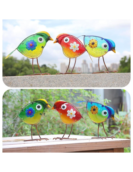 Decoración de Jardín de Aves LEGIFO - Metal y Vidrio - 3 Piezas Decoración de Jardín de Aves LEGIFO - Metal y Vidrio - 3 Piezas