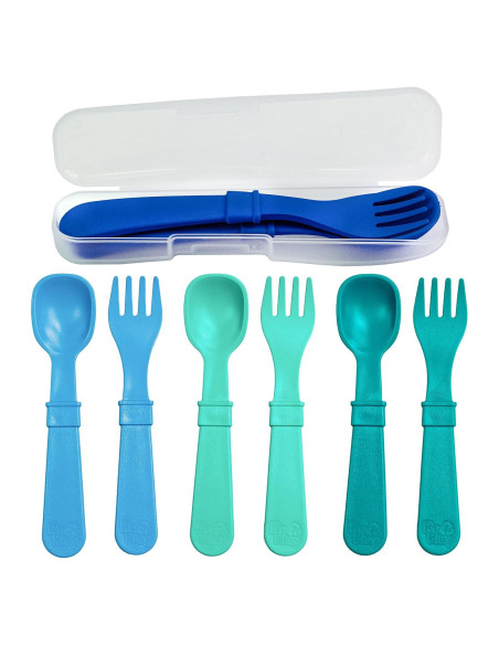 Juego de Utensilios para Niños Re-Play - 8 Piezas Azul 14.7 cm Juego de Utensilios para Niños Re-Play - 8 Piezas Azul 14.7 cm