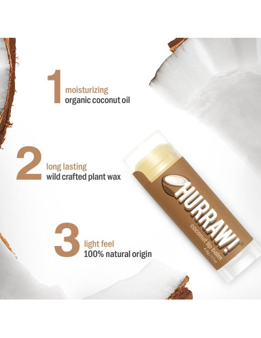 Bálsamo Labial Orgánico Hurraw! Coco - Paquete de 2 x 4.8g