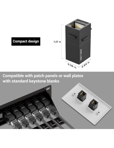 Acoplador RJ45 Cat6 Hembra a Hembra Iwillink 10-Pack Negro