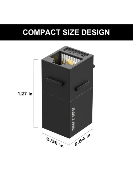 Acoplador RJ45 Cat6 Hembra a Hembra Iwillink 10-Pack Negro Acoplador RJ45 Cat6 Hembra a Hembra Iwillink 10-Pack Negro