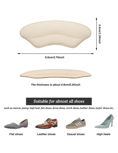 Cojines Metatarsales y Almohadillas para el Talón SIIHEA - 2 Pares Beige