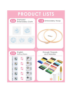 Kit de Bordado TINDTOP para Principiantes Adultos - 5 Piezas 2