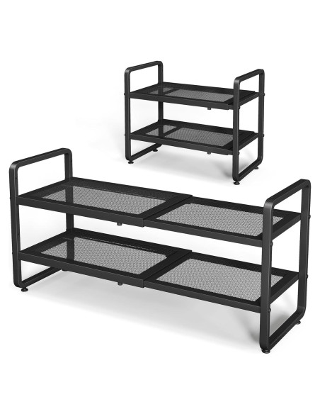 Estante para Zapatos SNTD Negro Ajustable 2 Niveles Expandible Estante para Zapatos SNTD Negro Ajustable 2 Niveles Expandible