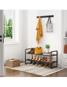 Estante para Zapatos SNTD Negro Ajustable 2 Niveles Expandible 2