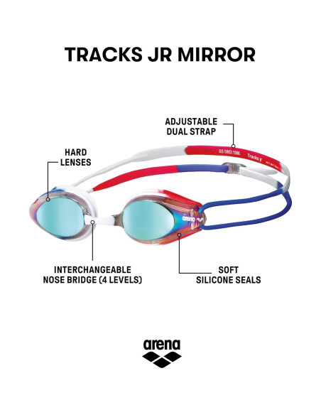 Gafas de Natación Arena Tracks Mirror Junior 6-12 Años Espejadas Gafas de Natación Arena Tracks Mirror Junior 6-12 Años Espejadas