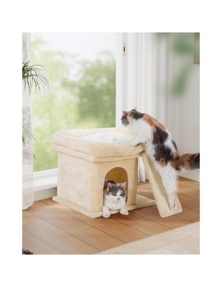 Torre de Árbol para Gatos Aechonow 35.56 cm Beige con Plataforma Torre de Árbol para Gatos Aechonow 35.56 cm Beige con Plataforma