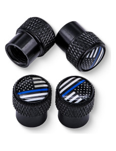 4 Tapas de Válvula de Neumático MEAJOO Aluminio Negro 2