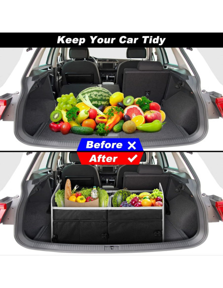 Organizador de Maletero de Coche GPUSFAK Negro 2 Compartimentos Organizador de Maletero de Coche GPUSFAK Negro 2 Compartimentos