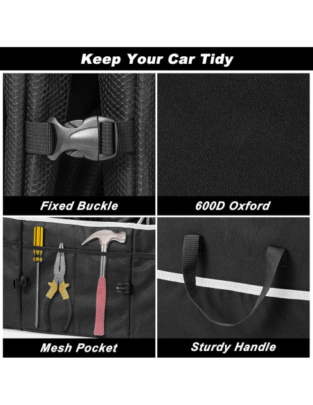 Organizador de Maletero de Coche GPUSFAK Negro 2 Compartimentos Organizador de Maletero de Coche GPUSFAK Negro 2 Compartimentos