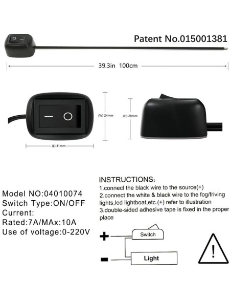 Interruptor de botón tipo pasta Gebildet 12V-220V 10A Negro Interruptor de botón tipo pasta Gebildet 12V-220V 10A Negro