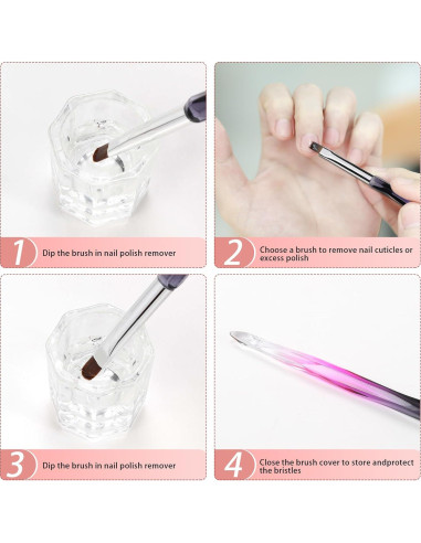 Set de Brochas de Limpieza para Uñas GEMSANVA 3PCS
