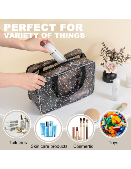 Bolsa de Maquillaje Transparente Estrella HZB-JX9077 Negra Bolsa de Maquillaje Transparente Estrella HZB-JX9077 Negra