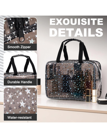 Bolsa de Maquillaje Transparente Estrella HZB-JX9077 Negra Bolsa de Maquillaje Transparente Estrella HZB-JX9077 Negra