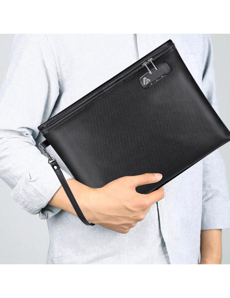 Bolsa a Prueba de Fuego FANCROU 36.8x29.2cm Negra con Cerradura Bolsa a Prueba de Fuego FANCROU 36.8x29.2cm Negra con Cerradura