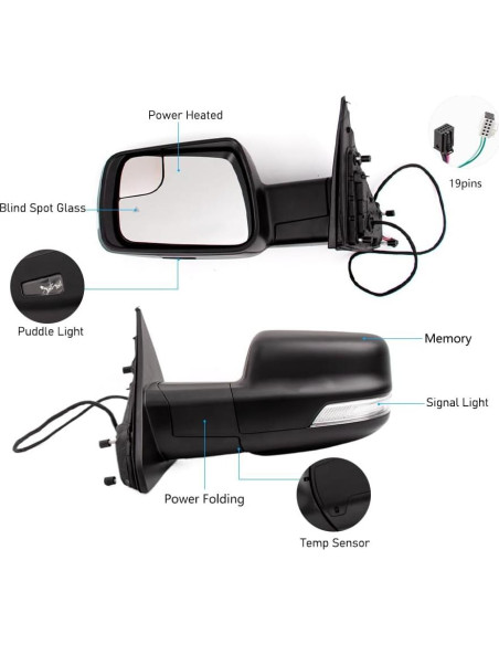 Espejo de Puerta HIGHTO para Dodge Ram 2018-2021 IH Espejo de Puerta HIGHTO para Dodge Ram 2018-2021 IH