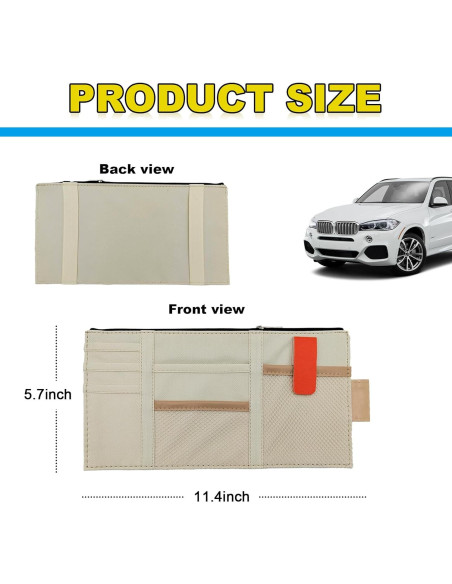 Organizador de Visera de Coche Povtii Beige 29x14.5 cm Multi-Bolsillo Organizador de Visera de Coche Povtii Beige 29x14.5 cm Multi-Bolsillo