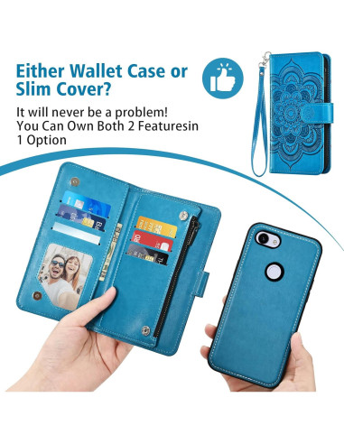 Funda Asuwish para Google Pixel 3a XL Cartera Azul