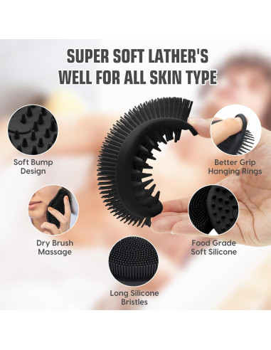 Esponja de Silicona Exfoliante Doble Cara VWMYQ 12.7x7.6cm